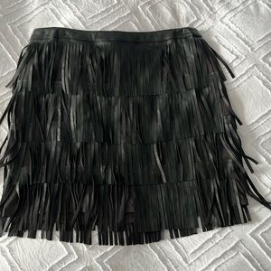 Black polyester fringe skirt - looks like leather!